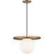 Alora Mood Plume 1 Light 13.88 inch Brushed Gold/Opal Matte Glass Pendant Ceiling Light