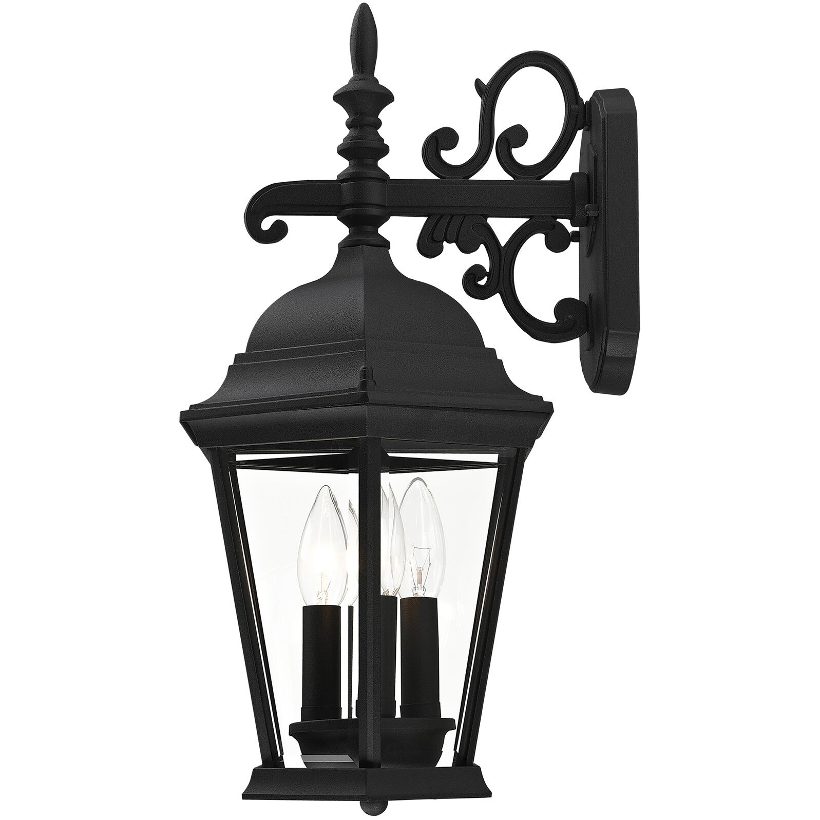 Hamilton 3 Light 19 inch Textured Black Outdoor Wall Lantern