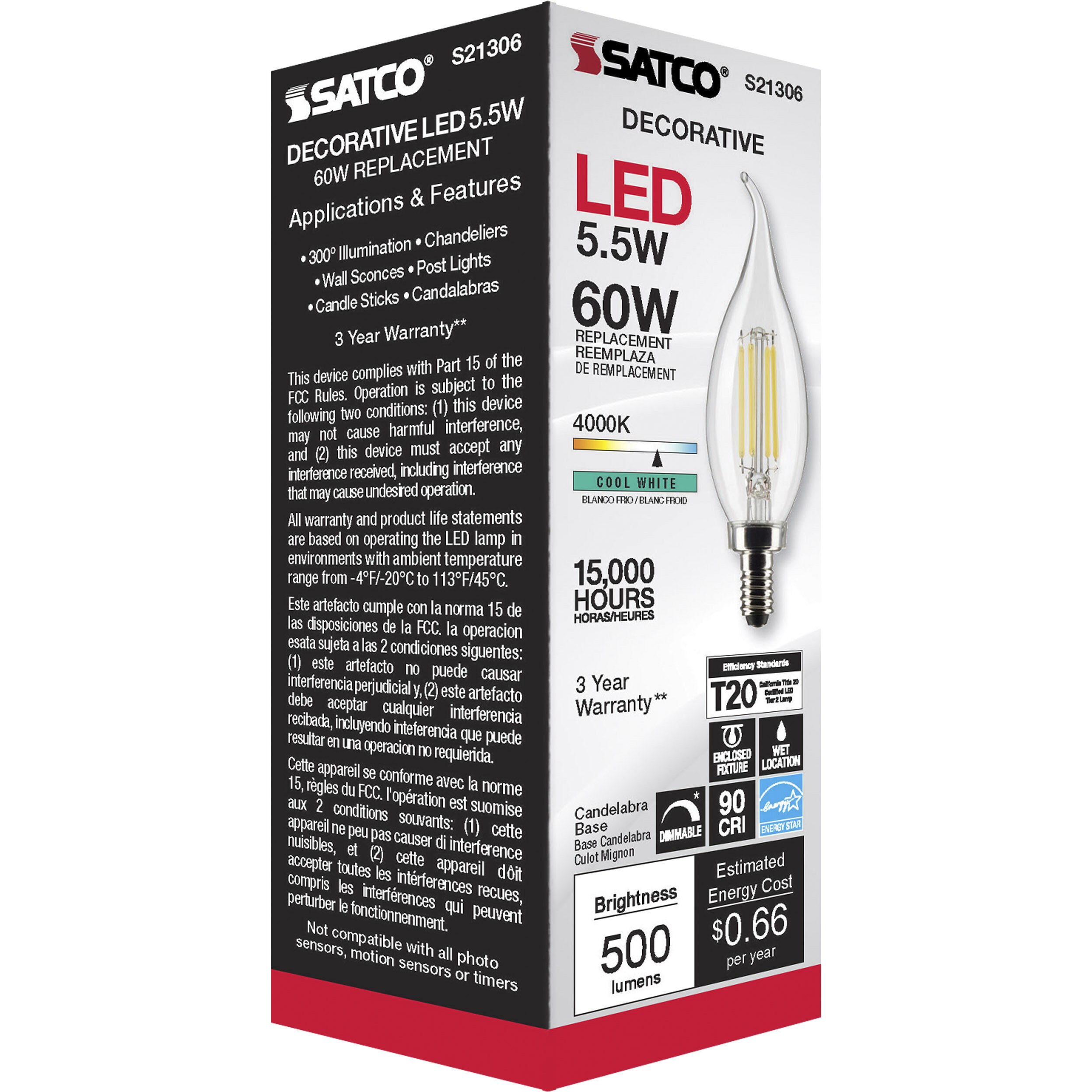 Lumos LED Candelabra Candelabra 5.50 watt 4000K LED Filament