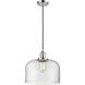 Franklin Restoration Bell LED 12 inch Polished Chrome Mini Pendant Ceiling Light in Clear, Franklin Restoration