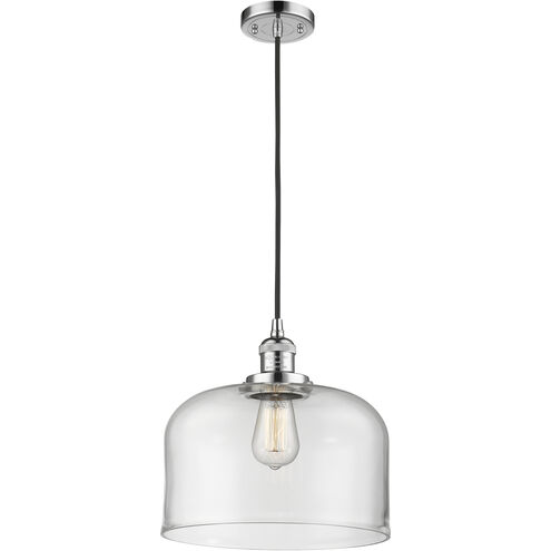 Franklin Restoration Bell LED 12 inch Polished Chrome Mini Pendant Ceiling Light in Clear, Franklin Restoration
