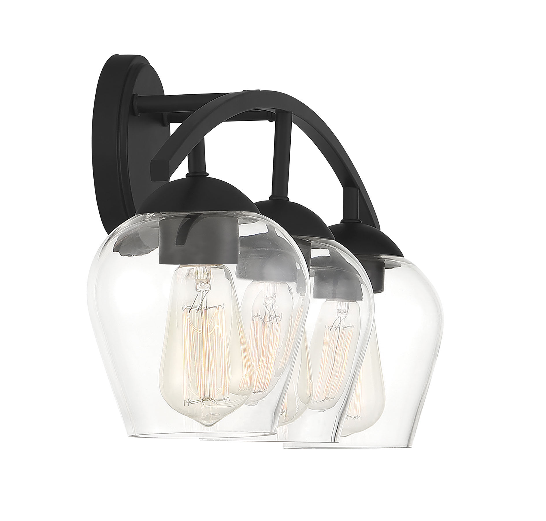 Transitional 3 Light 24 inch Matte Black Bathroom Vanity Light Wall Light