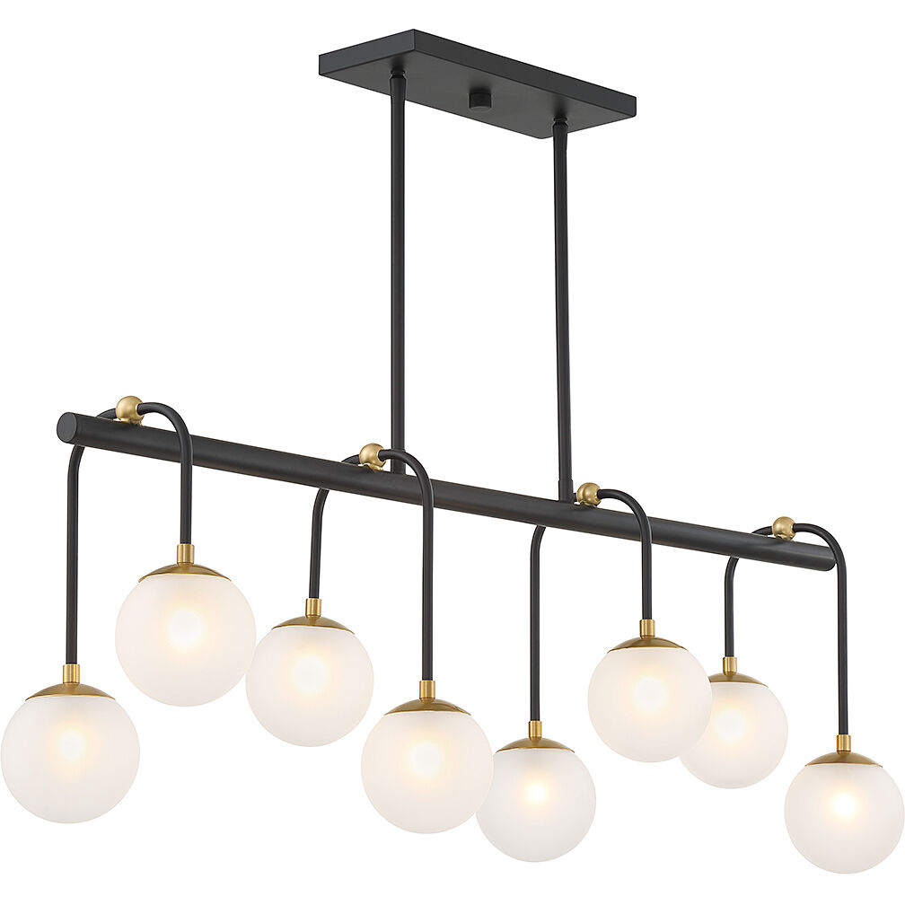 Couplet 8 Light 38 inch Black with Warm Brass Accents Linear Chandelier Ceiling Light
