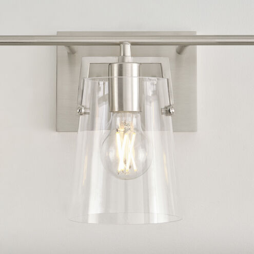Drew & Jonathan Crofton 3 Light 24 inch Brushed Steel Wall Bath Fixture Wall Light