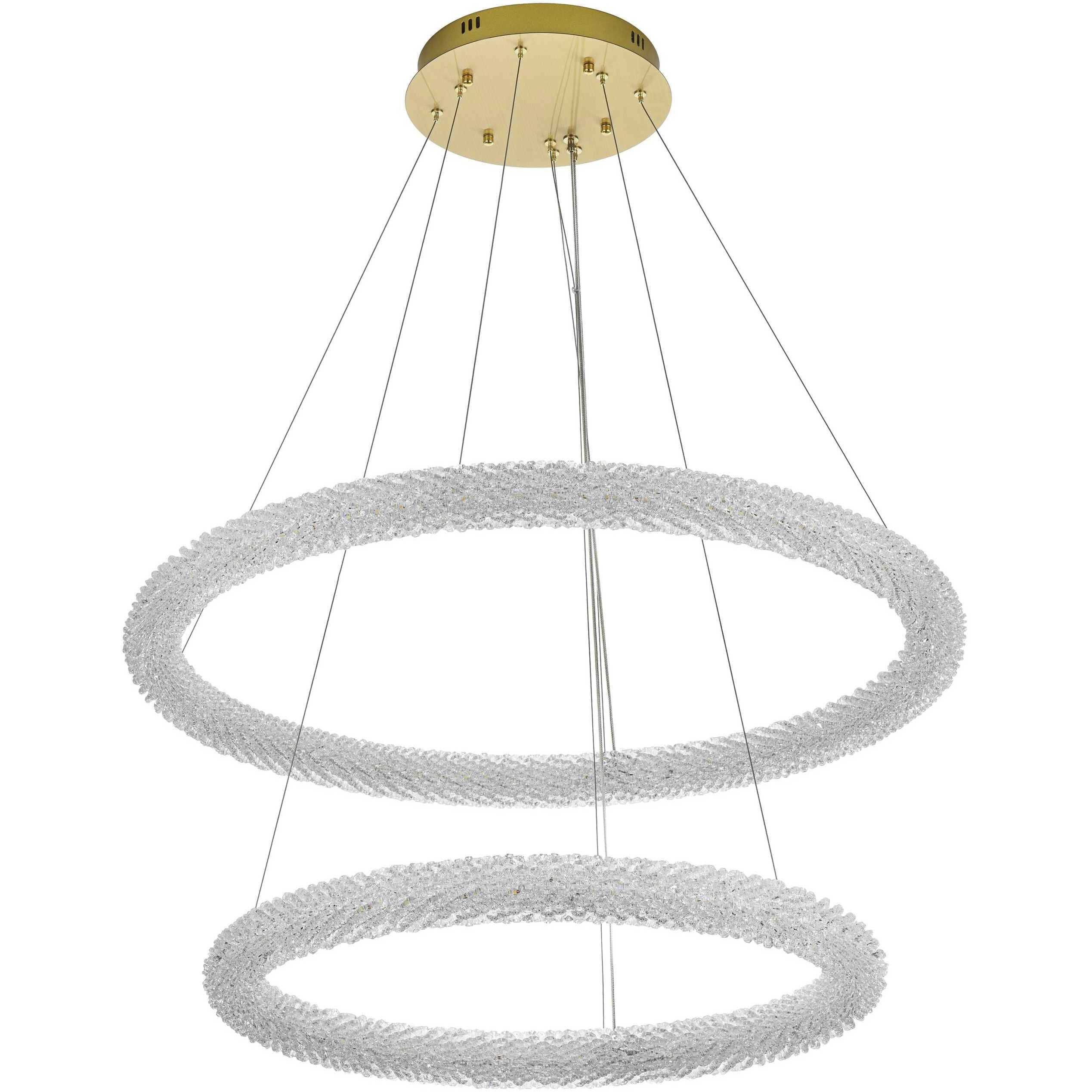 Bowen 2 Light 35.5 inch Satin Gold Chandelier Ceiling Light