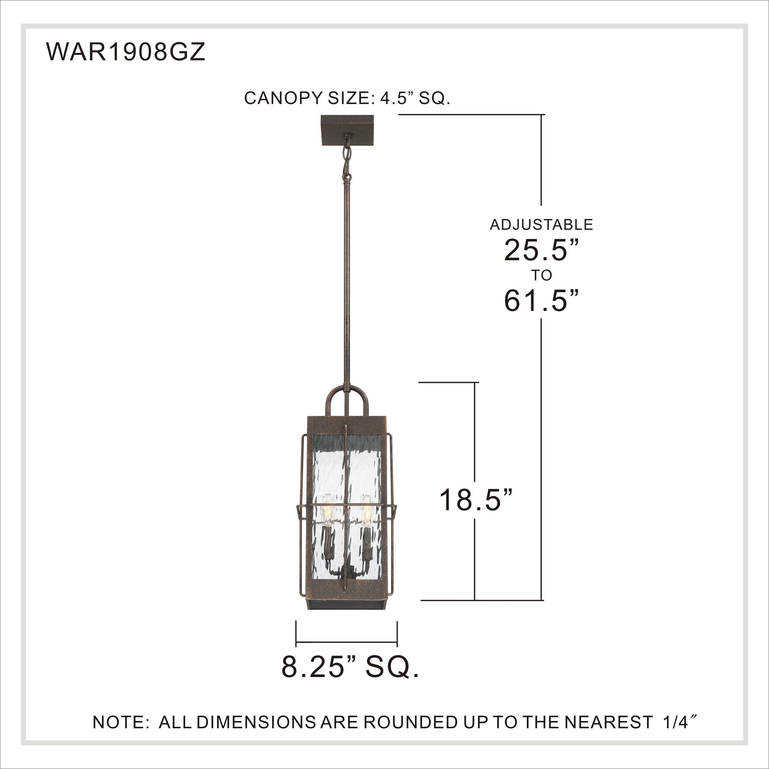 Ward 2 Light 8 inch Gilded Bronze Outdoor Hanging Lantern