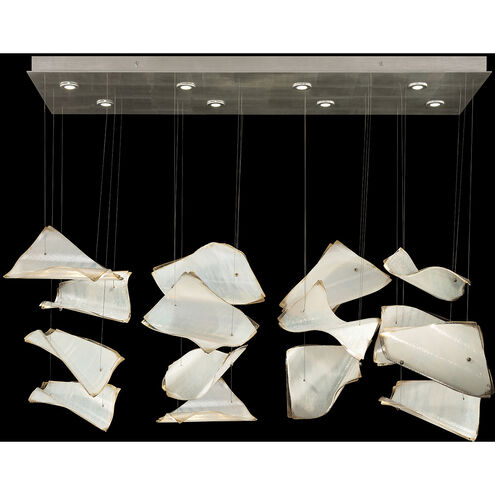 Elevate LED 54 inch Silver Pendant Ceiling Light in Silver Leaf, Blank Pages Studio Glass