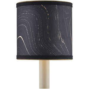 Marble Paper Black and Gold with Silver Drum Chandelier Shade