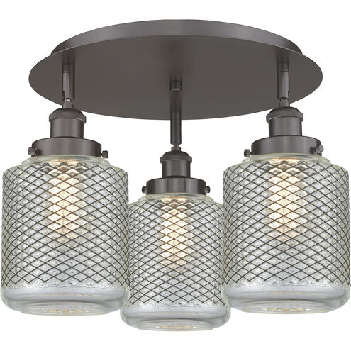 Edison 3 Light 17.75 inch Oil Rubbed Bronze Flush Mount Ceiling Light