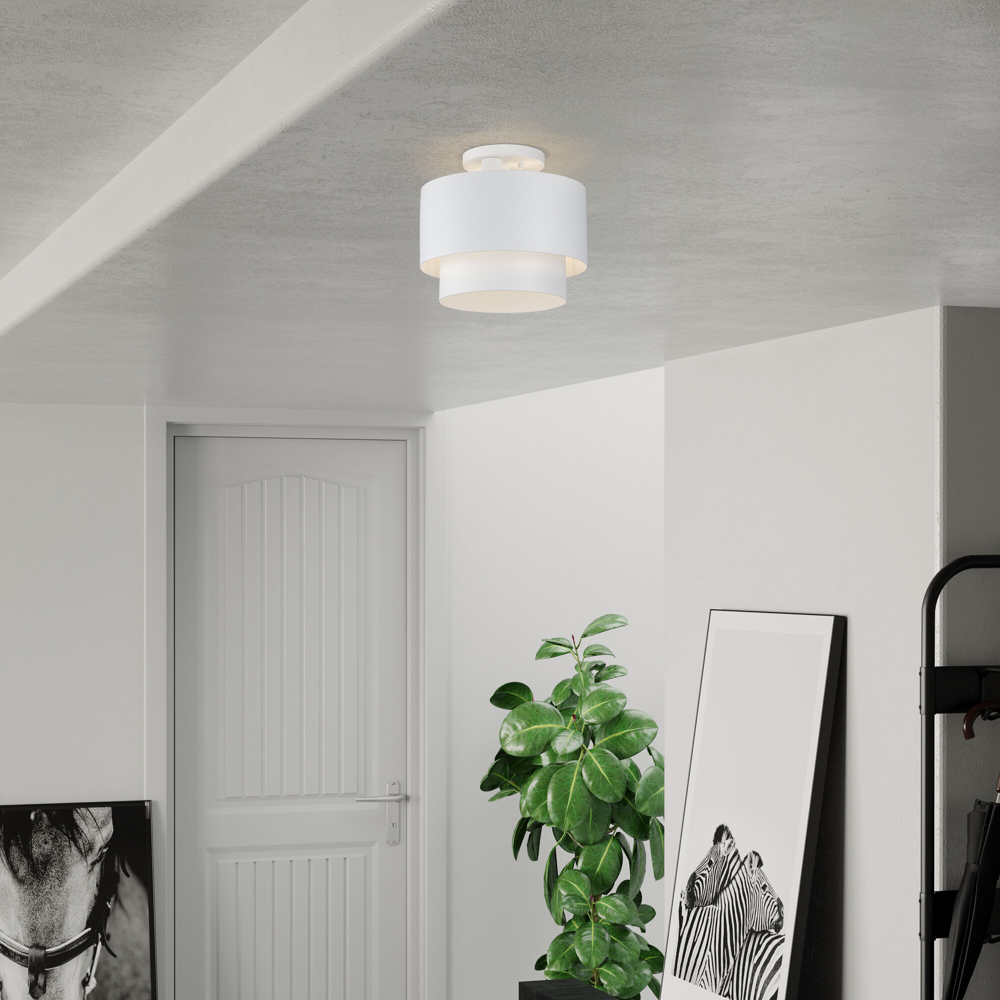 Zolana 2 Light 12 inch White Semi Flush Mount Ceiling Light, Medium