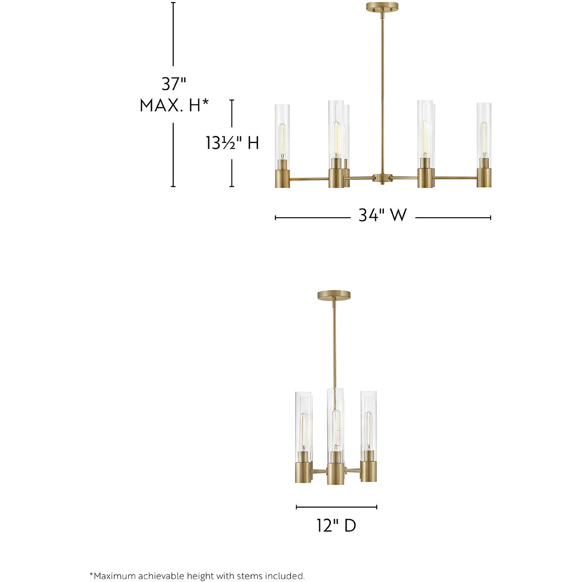 Shea 6 Light 34 inch Lacquered Brass Chandelier Ceiling Light