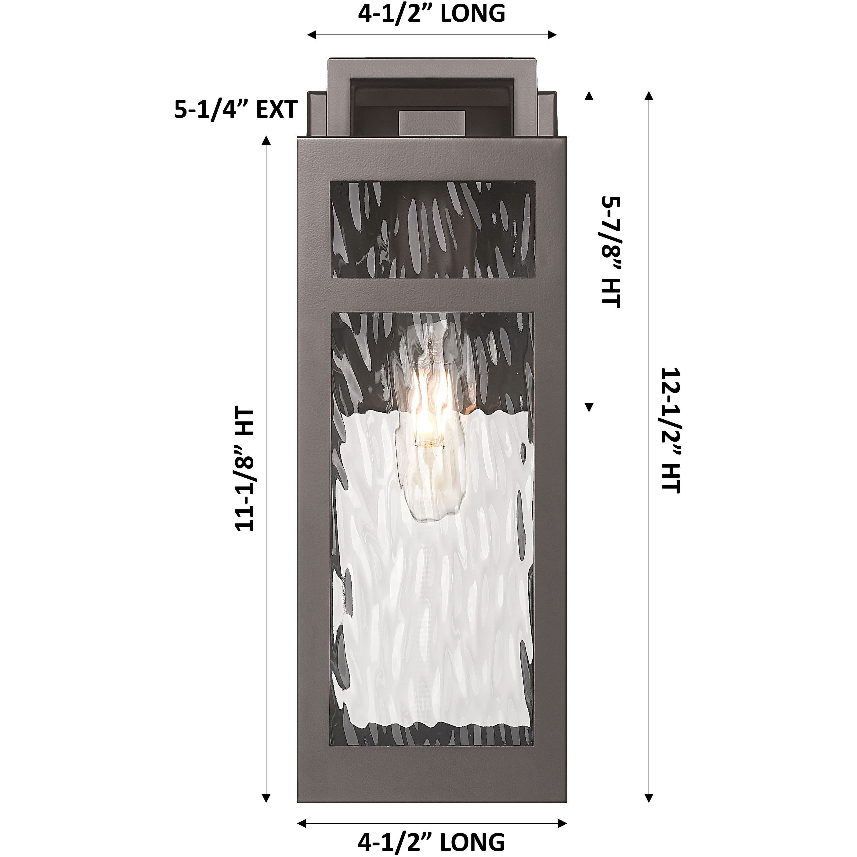 Ridgeway 1 Light 12.5 inch Bronze Outdoor Sconce in Waterglass