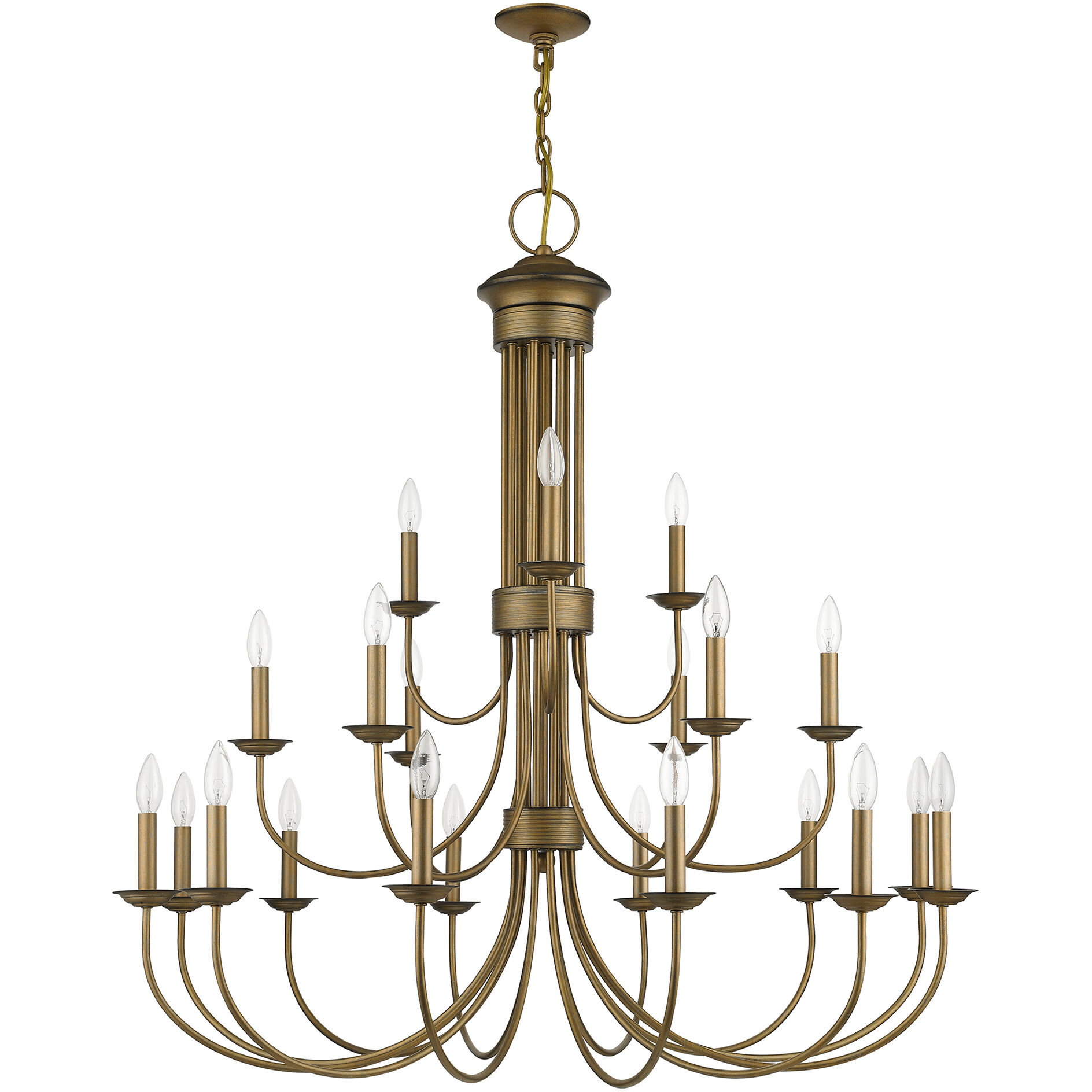 Estate 21 Light 42 inch Antique Gold Leaf Chandelier Ceiling Light, Extra Large