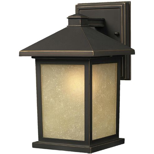 Holbrook Outdoor Wall Light in Oil Rubbed Bronze, Tinted Seedy Glass