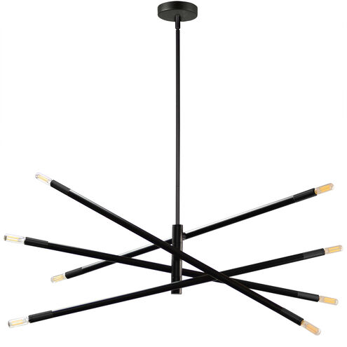 Wand 8 Light 35.5 inch Matte Black Chandelier Ceiling Light, Swivel