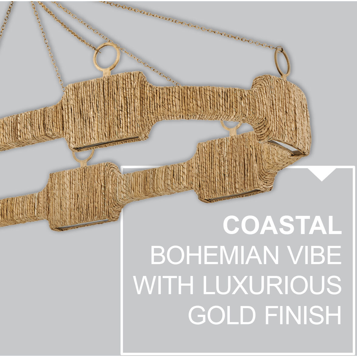 Raffi LED 52 inch Burnished Gold Chandelier Ceiling Light, Linear & Oval