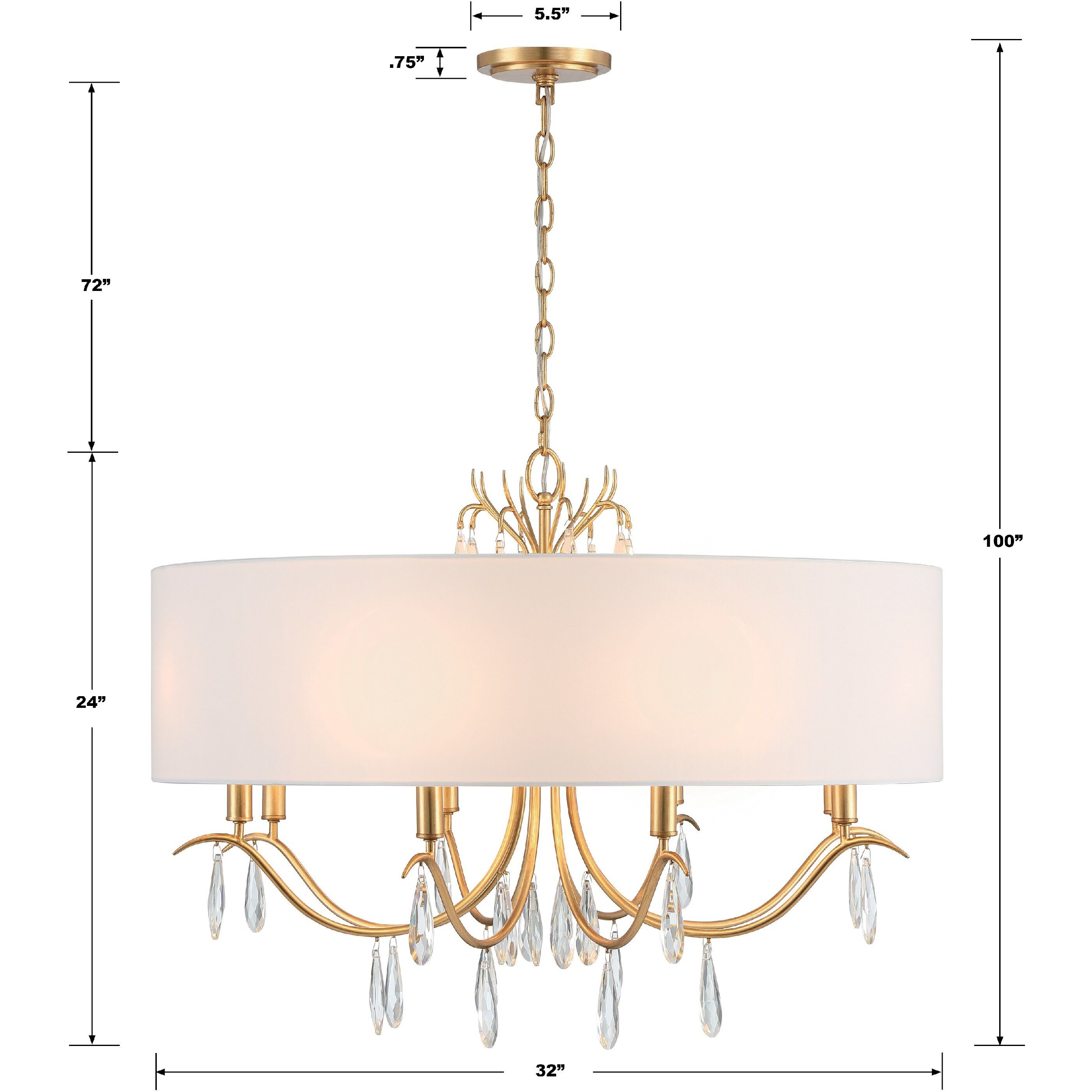 Rollins 8 Light 32 inch Antique Gold Chandelier Ceiling Light