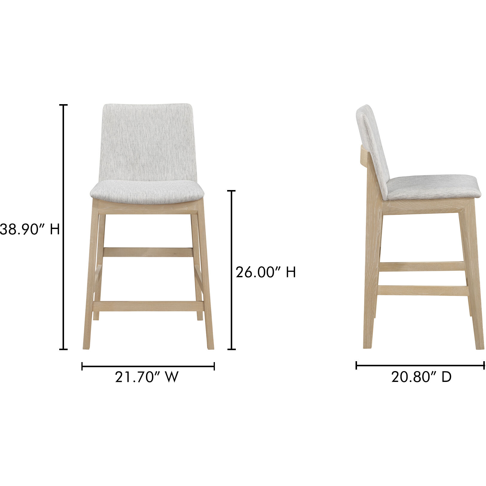 Deco 38.9 inch Grey Counter Stool