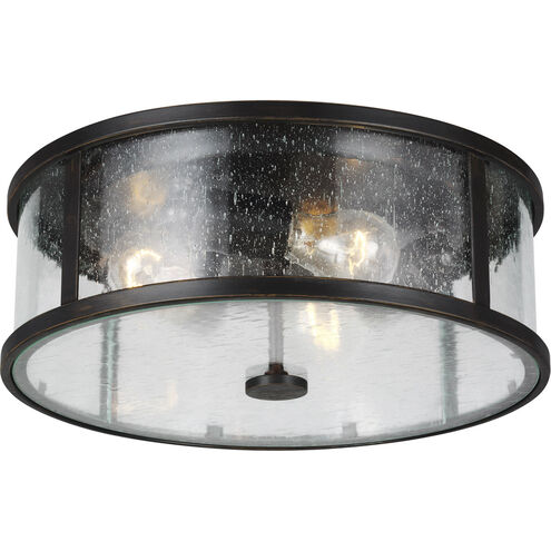 Dakota 3 Light 14 inch Espresso Flush Mount Ceiling Light in Clear Seedy Glass