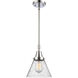 Franklin Restoration Large Cone LED 8 inch Polished Chrome Mini Pendant Ceiling Light in Seedy Glass