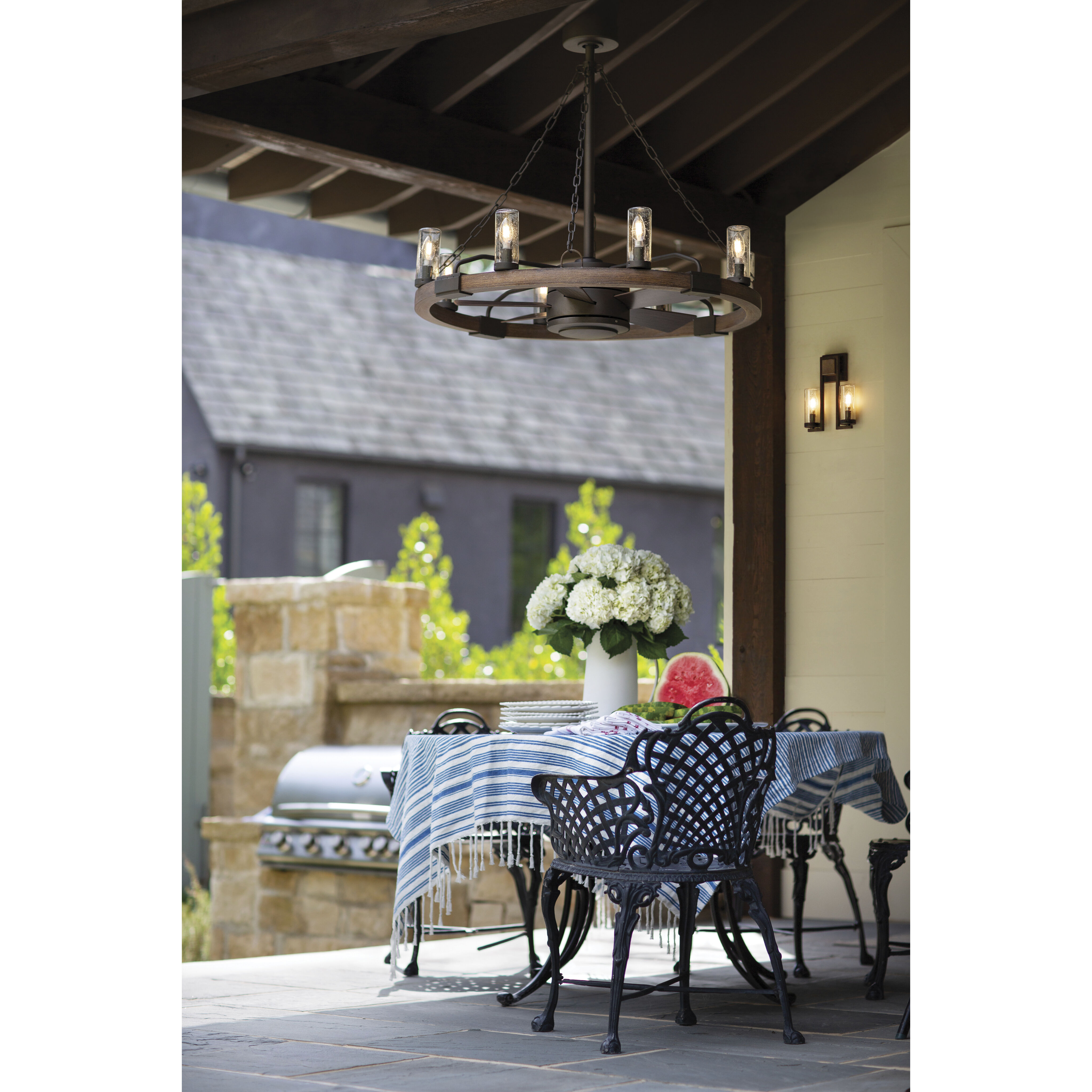 Open Air Sawyer LED 38 inch Sequoia with Iron Rust Outdoor Hanging