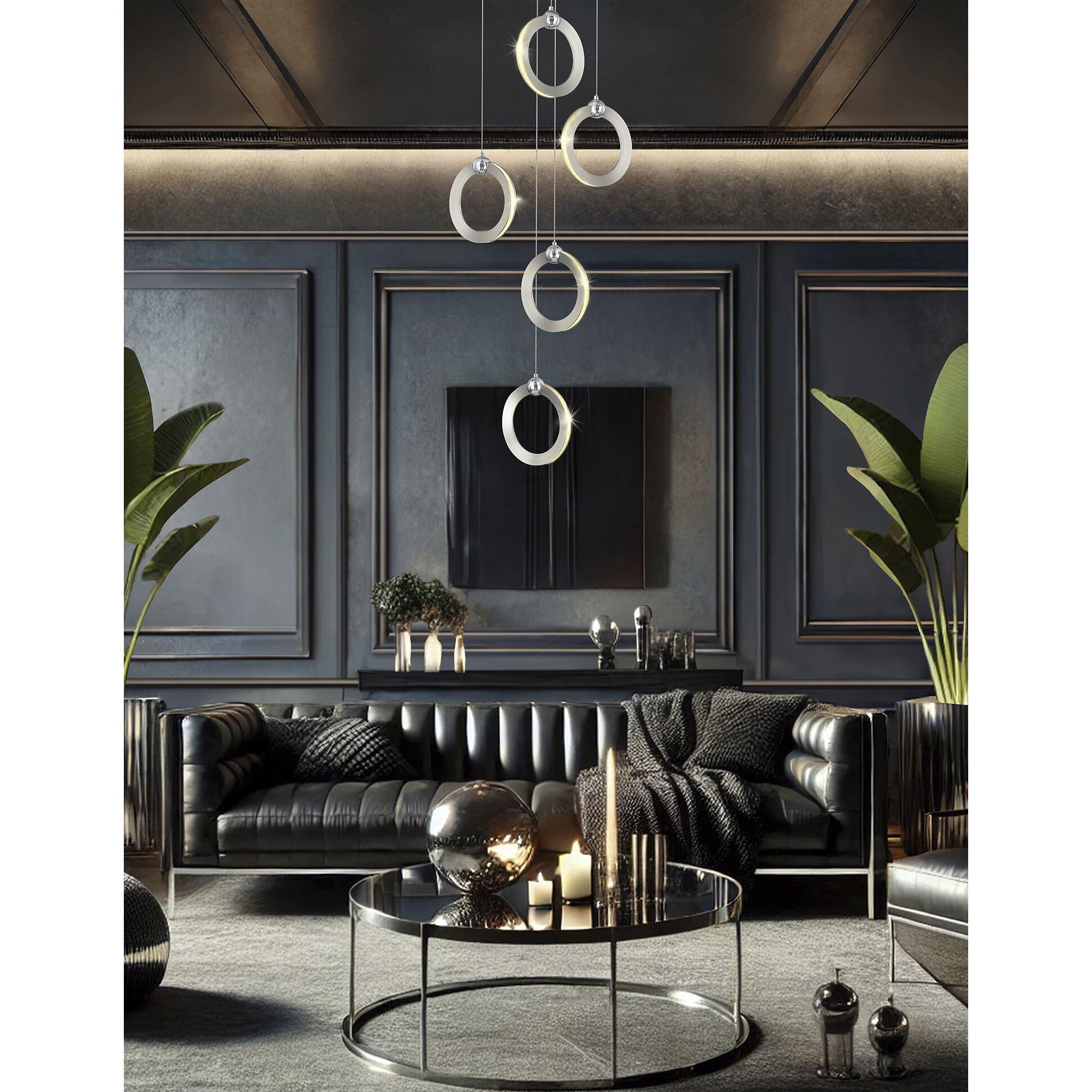 Hermosa 5 Light 15.5 inch Brushed Nickel Pendant Ceiling Light