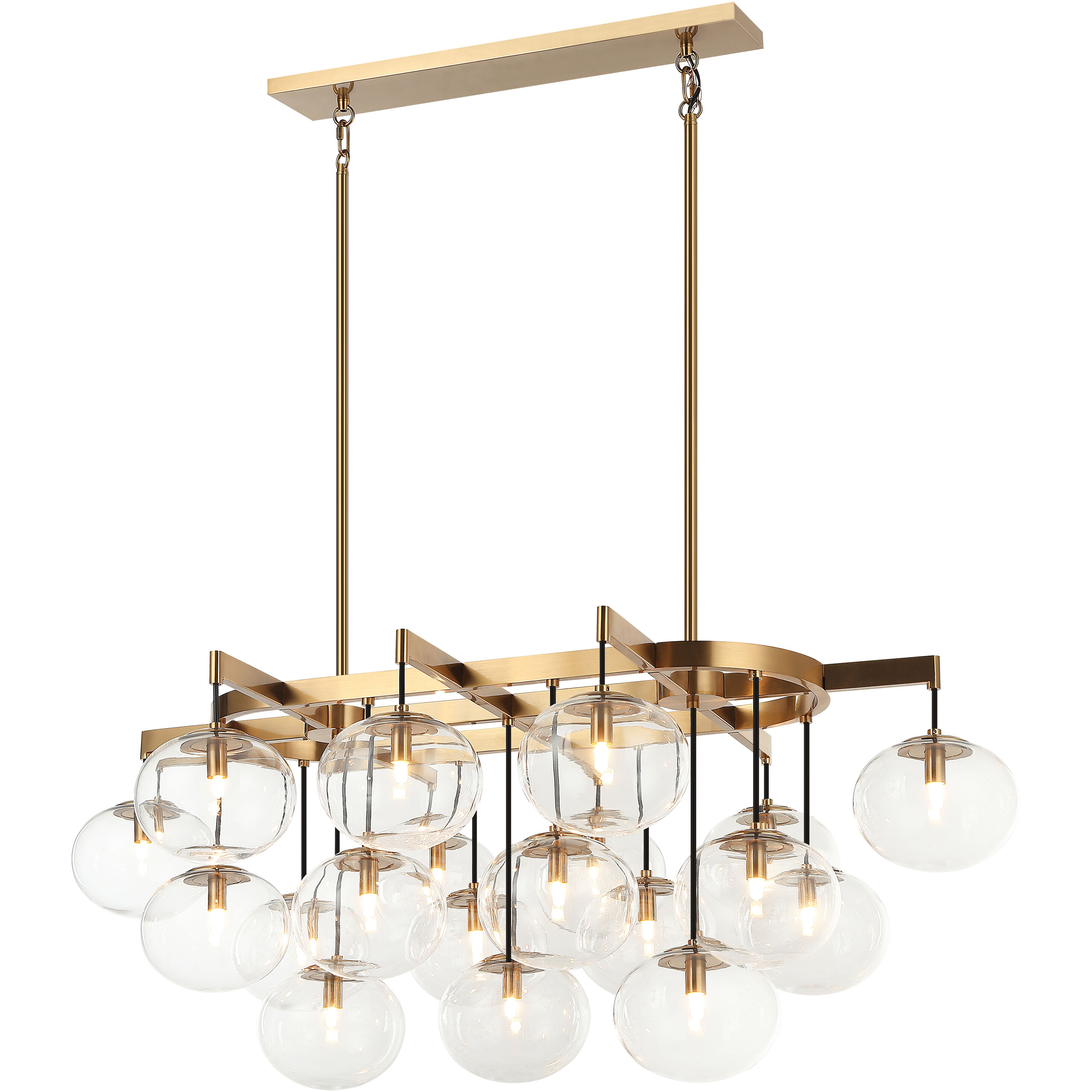 Bulbus LED 30 inch Aged Gold Brass Pendant Ceiling Light