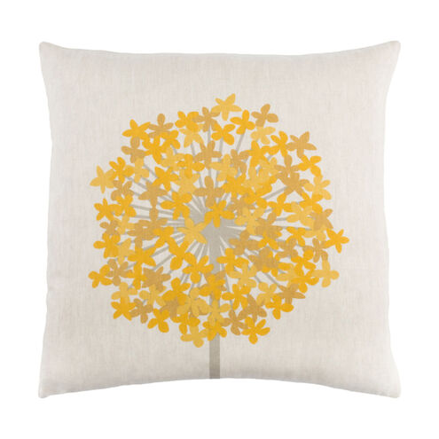 Agapanthus 20 X 20 inch Taupe and Saffron Throw Pillow