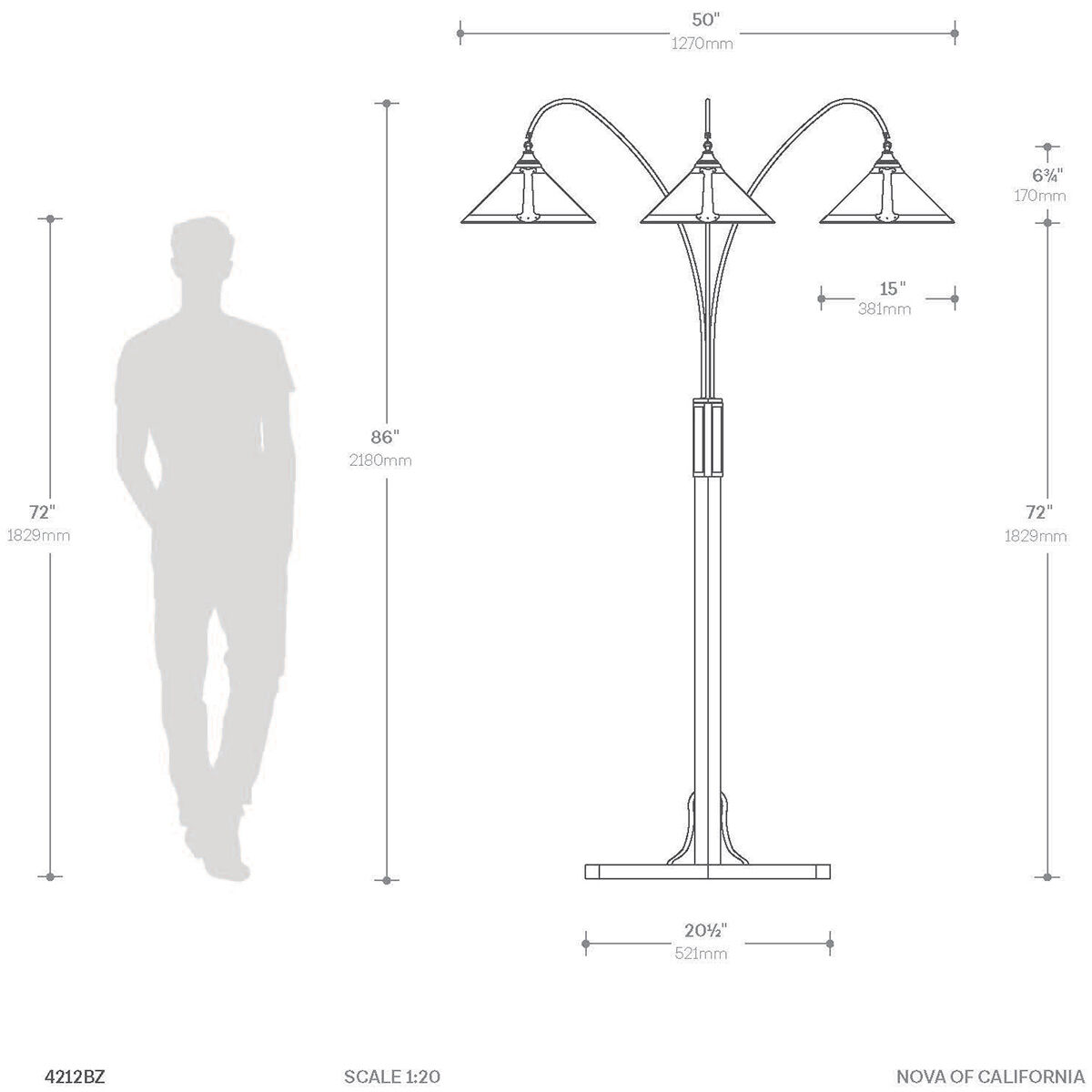 Natural Mica 86 inch 75.00 watt Bronze and Espresso Arc Floor Lamp Portable Light