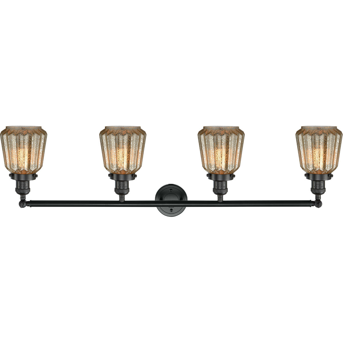 Franklin Restoration Chatham LED 42 inch Matte Black Bath Vanity Light Wall Light in Mercury Glass, Franklin Restoration