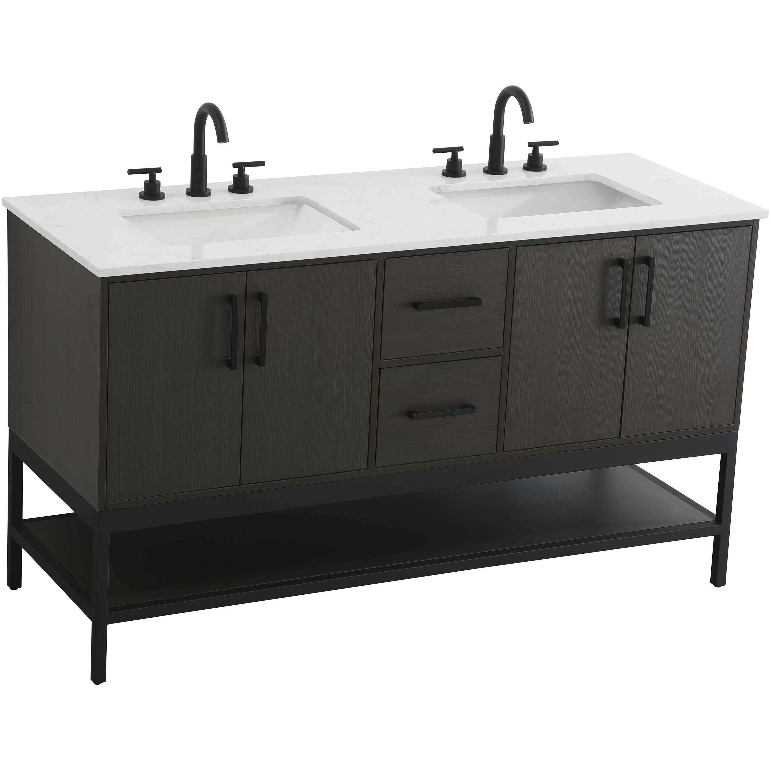 Lennox 60 X 34 inch Mocha Brown Bathroom Vanity Cabinet