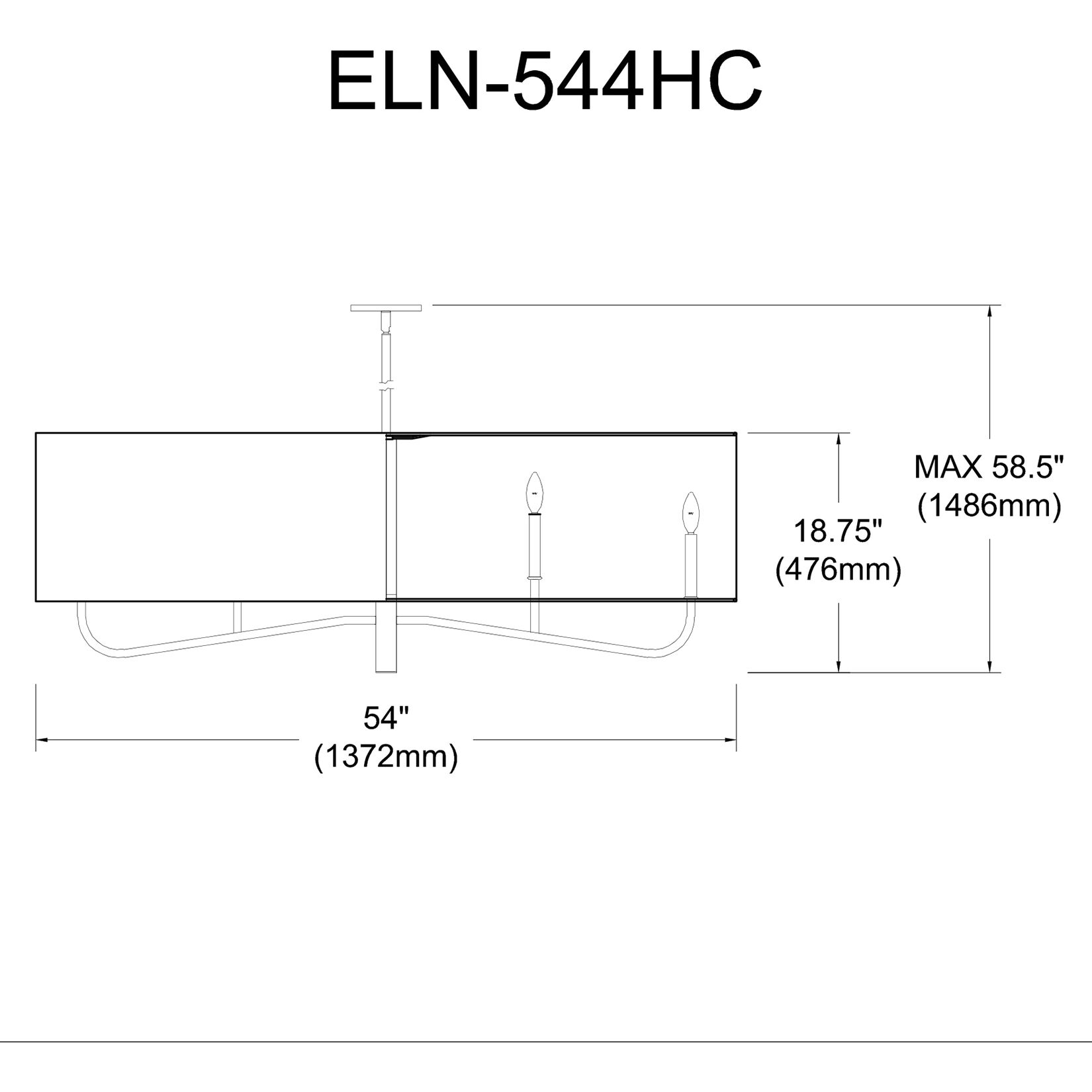 Eleanor 4 Light 54 inch Aged Brass Horizontal Chandelier Ceiling Light