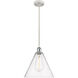 Ballston Cone 1 Light 12 inch White and Polished Chrome Mini Pendant Ceiling Light in Seedy Glass