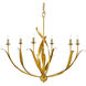 Menefee 6 Light 32 inch Antique Gold Leaf Chandelier Ceiling Light 