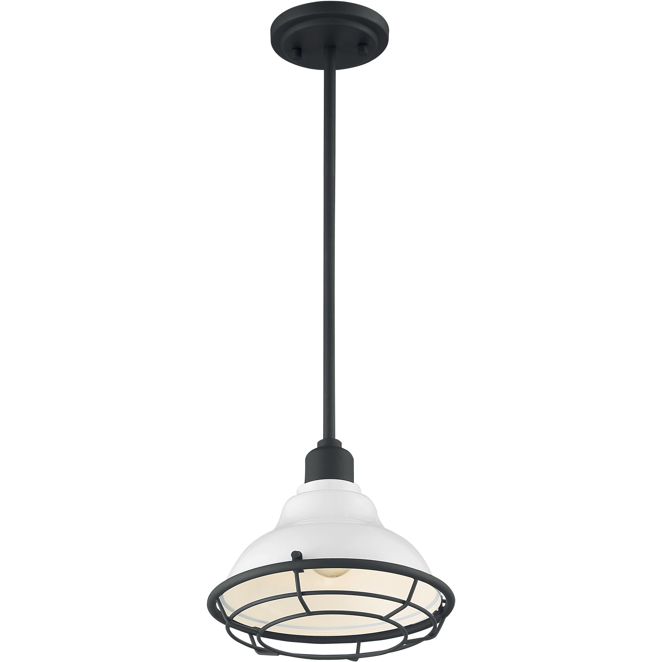 Newbridge 1 Light 9.75 inch Gloss White and Black Accents Pendant Ceiling Light