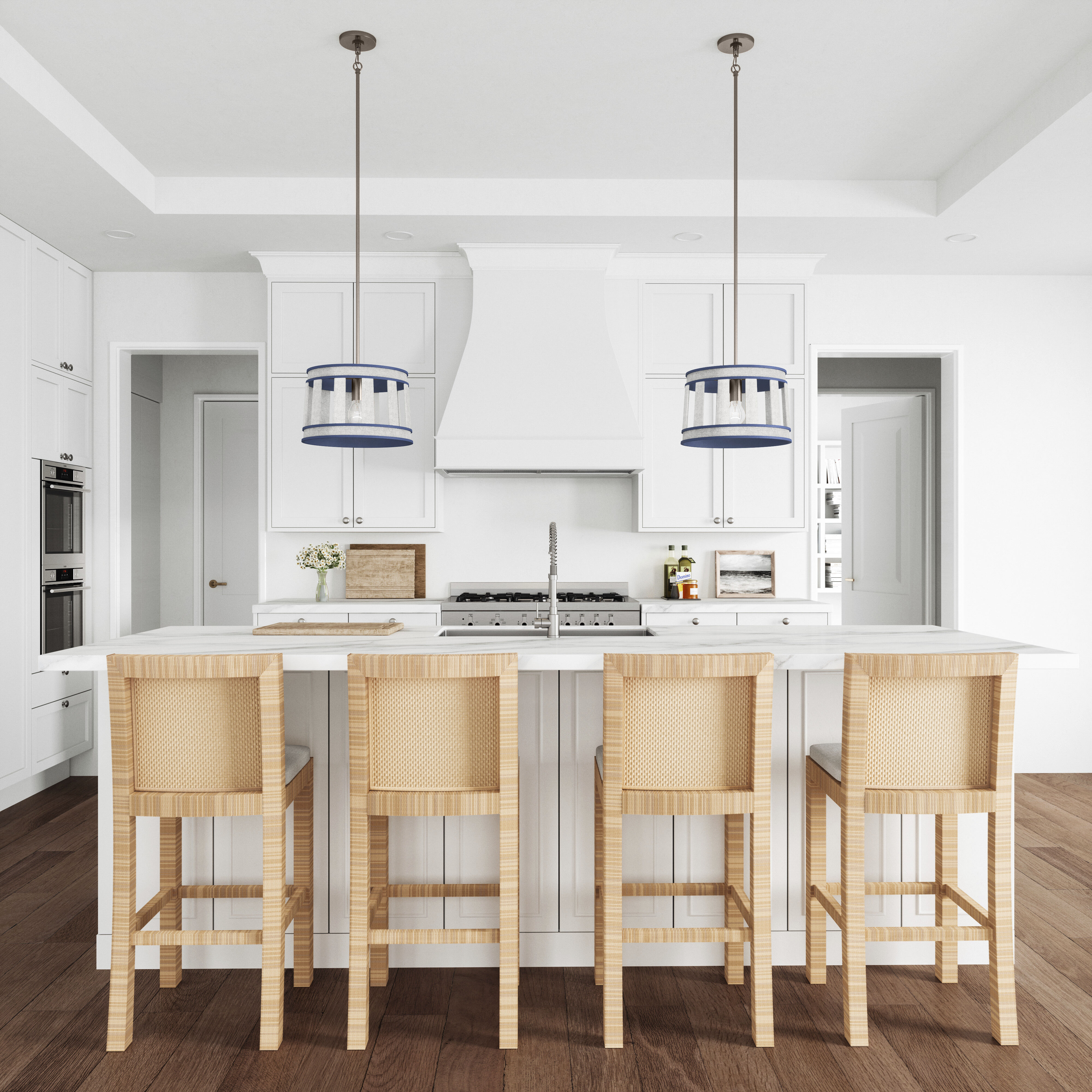 White Burlap Pendant Ceiling Light