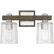 Halifax 2 Light 15 inch Satin Nickel with Gray Wood Bathroom Vanity Light Wall Light in Satin Nickel/Gray Wood