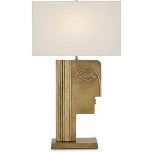 Thebes 30 inch 100 watt Antique Brass Table Lamp Portable Light