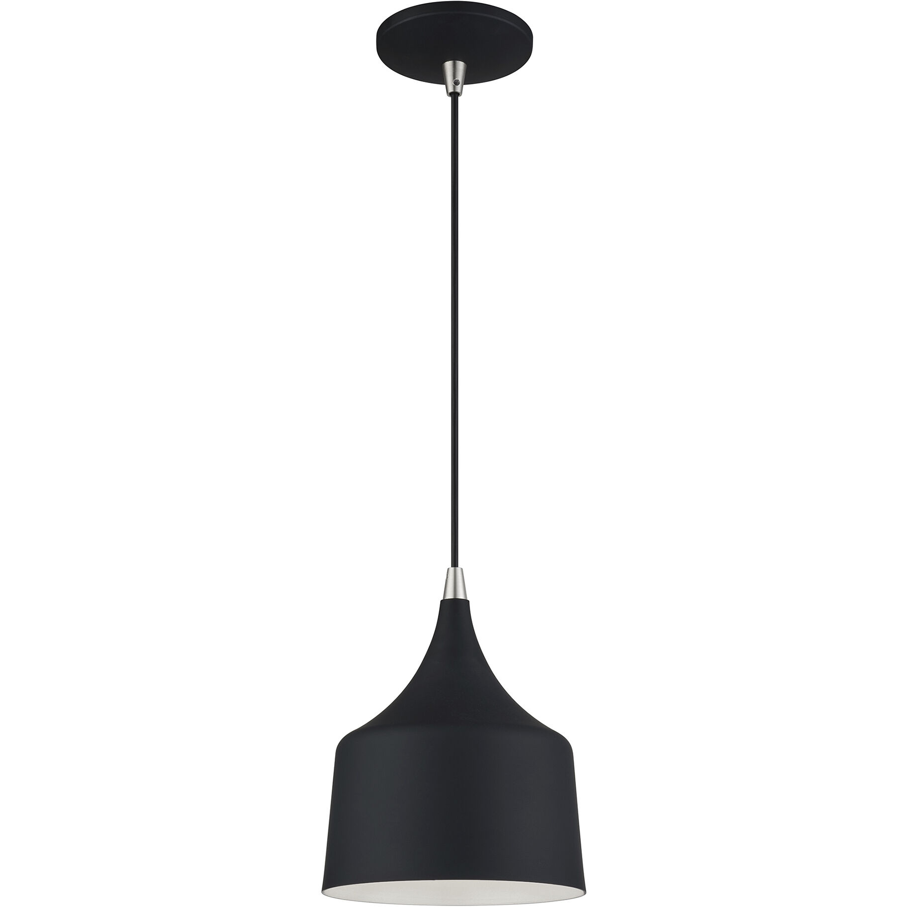 Bolita 8 inch Black with Brushed Nickel Accents Pendant Ceiling Light