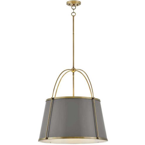 Clarke 4 Light 24.5 inch Lacquered Dark Brass with Dark Matte Grey Indoor Chandelier Ceiling Light