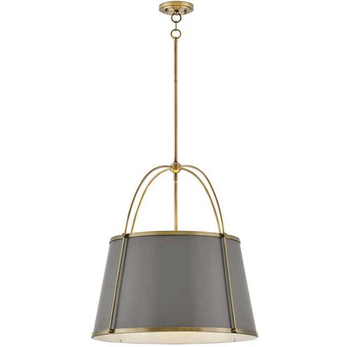 Clarke LED 25 inch Lacquered Dark Brass with Dark Matte Grey Indoor Chandelier Ceiling Light