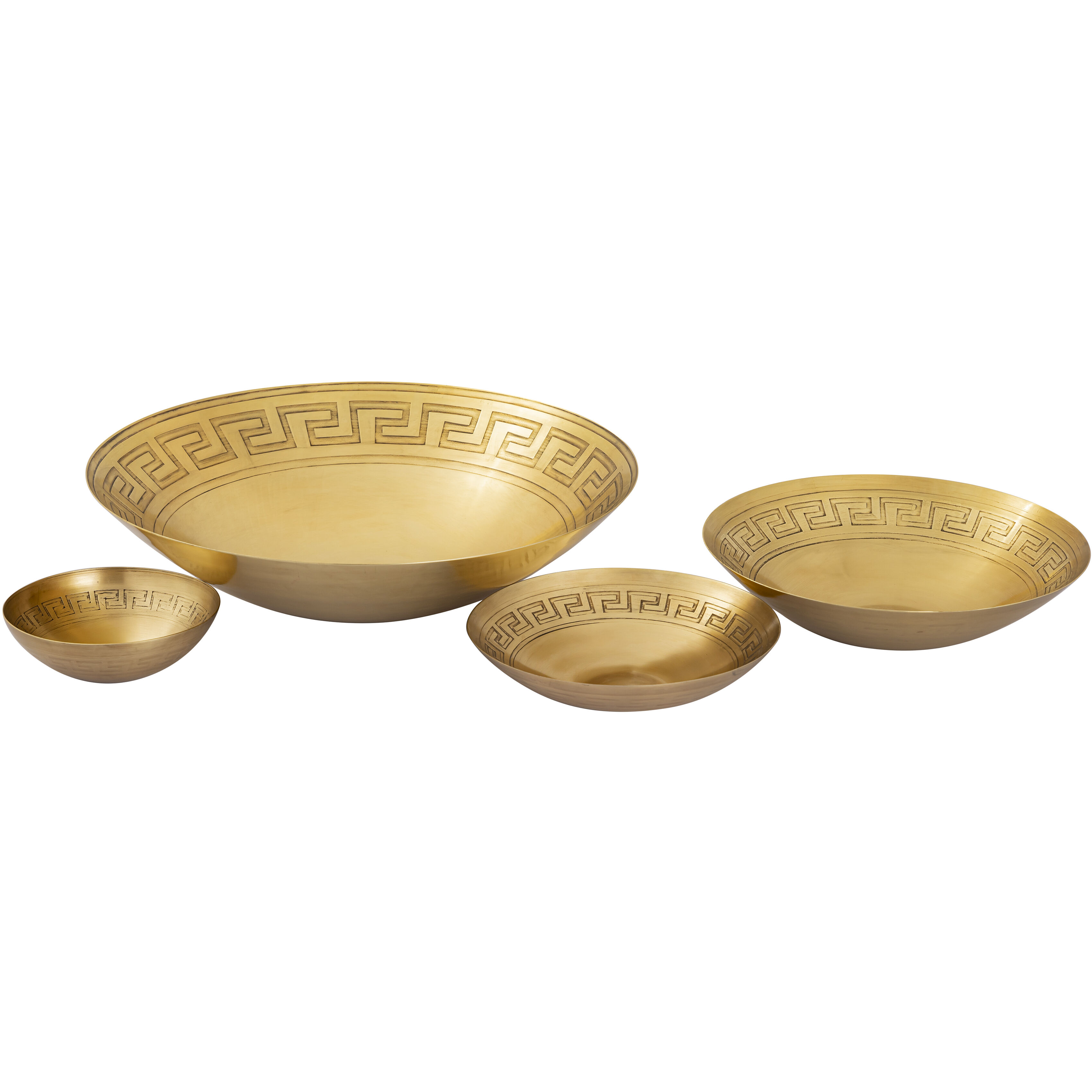 Greek Key 19 X 5 inch Centerpiece Bowl in Antique Brass