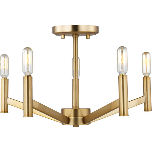 Vector 5 Light 18 inch Satin Brass Semi-Flush Mount Ceiling Light