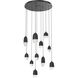 Pebble LED Matte Black Chandelier Ceiling Light, Multi-Port