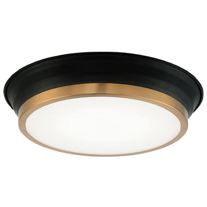 Jaxx LED 12 inch Black and Aged Gold Brass Flush Mount Ceiling Light
