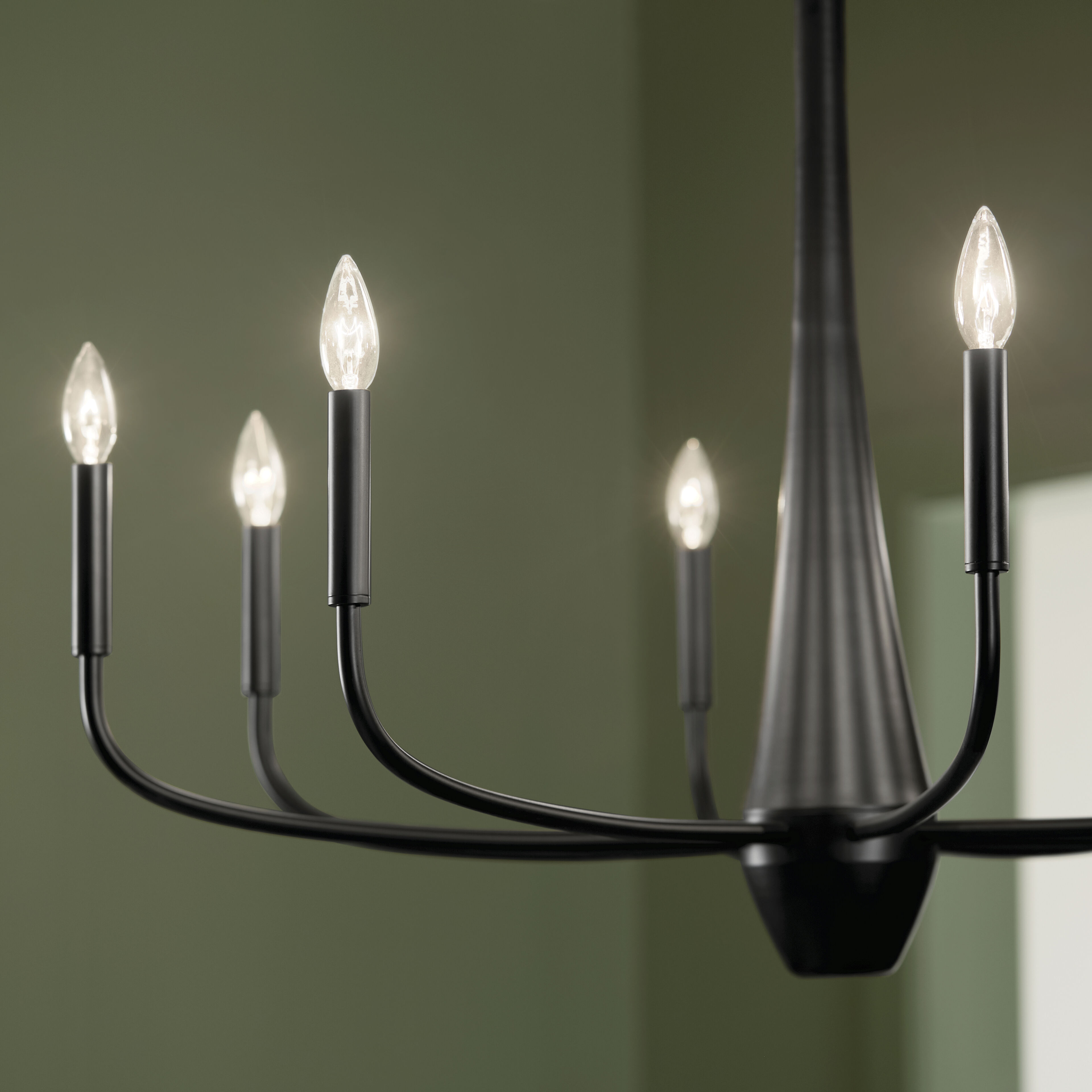 Deela LED 36 inch Black Chandelier Ceiling Light