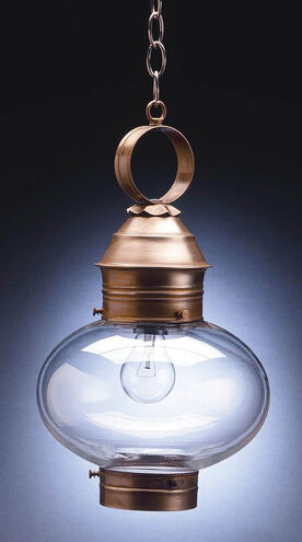 Onion 1 Light 10 inch Antique Copper Hanging Lantern Ceiling Light in Clear Glass