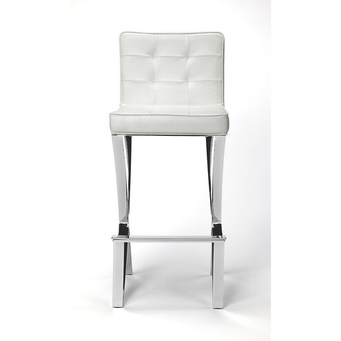 Butler Loft Darcy Chrome Plated Faux Leather 41 inch White Leather Barstool