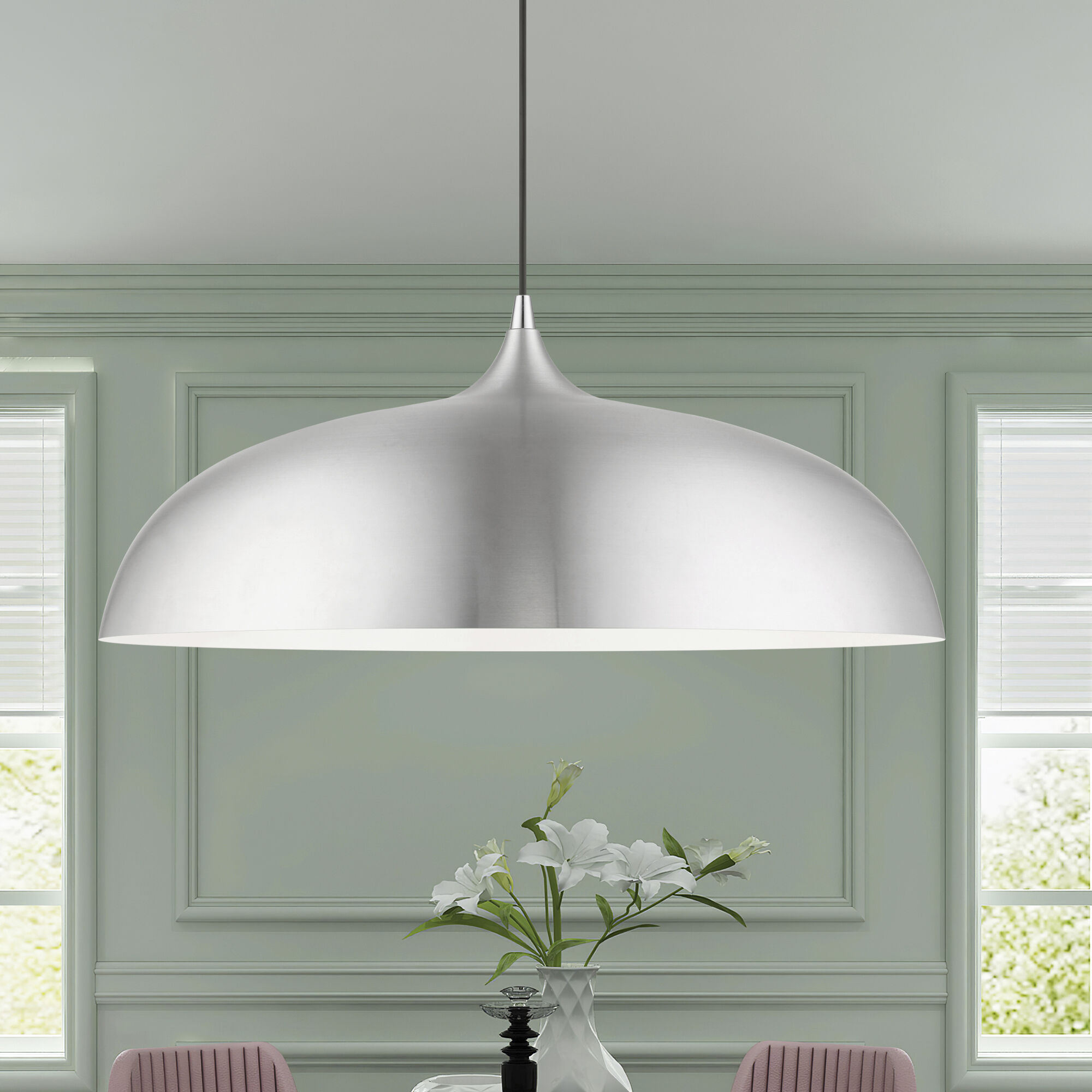 Amador 3 Light 24 inch Brushed Aluminum with Polished Chrome Accents Pendant Ceiling Light, Large