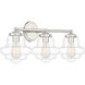 Vintage 3 Light 26 inch Polished Nickel Bathroom Vanity Light Wall Light